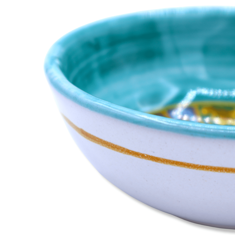 Ciotola in ceramica siciliana, decoro casuale e colore selezionabile, Ø 13 cm ca. (1Unità) - 