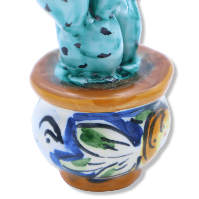 Cachepot Figue de Barbarie en céramique de Caltagirone, décoration au choix et couleur aléatoire, h environ 8 cm. (1 PCS