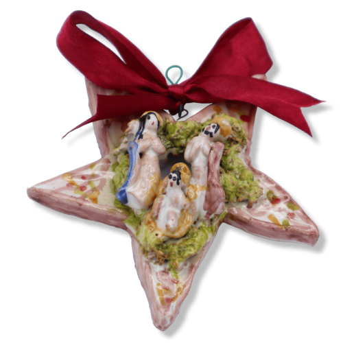 Presepe sammansättning i siciliansk keramisk stjärna, tecken som görs individuellt, h 11 cm ca. MR - 