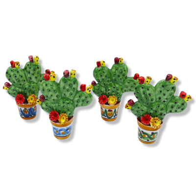 Plant India vijg in keramische vaas van Caltagirone, slachtoffer decoratie, h 14 cm approx. (1pz) - 