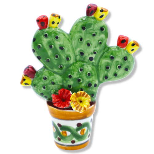 Planta de tuna en maceta de cerámica Caltagirone, decoración aleatoria, aprox h 14 cm. (PC 1) -  2