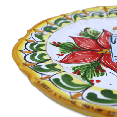 Sizilianischer Servierteller aus Keramik, Weihnachtskerzendekoration, Ø ca. 30 cm. Mod NL - 