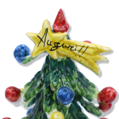 Kerstboom met Star Comet keramische tip Caltagirone, vermenigvuldige ballen, h 22 cm approx. Modder CNR -  2