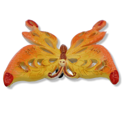 Mittlerer perforierter Schmetterling, sizilianische Keramik, mit geprägten Verzierungen, in verschiedenen Farben, L 10 x