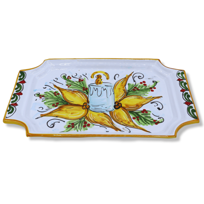 Vassoio in ceramica Siciliana, decoro natalizio, larghezza 38 cm x 23 cm ca. Mod GR - 