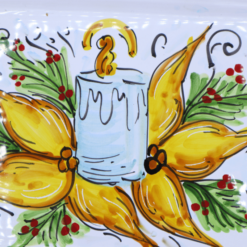 Sicilian ceramic tray, Christmas decoration, width 38 cm x 23 cm ...
