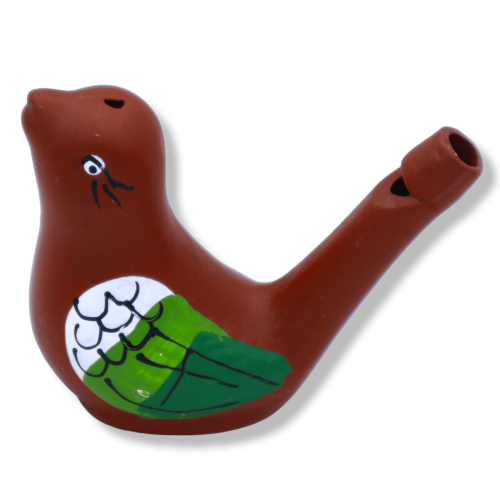 Terracotta ocarina with decoration and random colour, L 6 cm x h 5 cm approx. (1Pcs) -  2