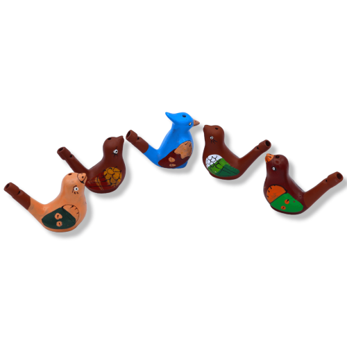 Terracotta ocarina with decoration and random colour, L 6 cm x h 5 cm approx. (1Pcs) -