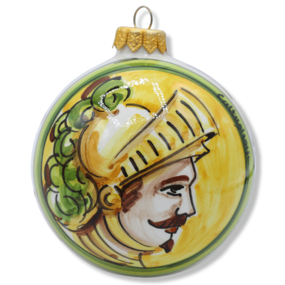 Caltagirone ceramic Christmas ball, Sicilian Paladini Series, selectable decoration, Ø 9 cm (1Pcs) Mod CH - 