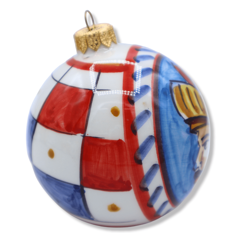 Keramisk julkula Caltagirone, som skildrar ansiktet av en spade, valbar dekoration, Ø 9 cm (1pz) Mod CH - 