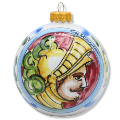 Caltagirone ceramic Christmas ball, Sicilian Paladini Series, selectable decoration, Ø 9 cm (1Pcs) Mod CH - 