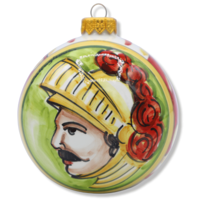 Keramisk julkula Caltagirone, som skildrar ansiktet av en spade, valbar dekoration, Ø 9 cm (1pz) Mod CH - 