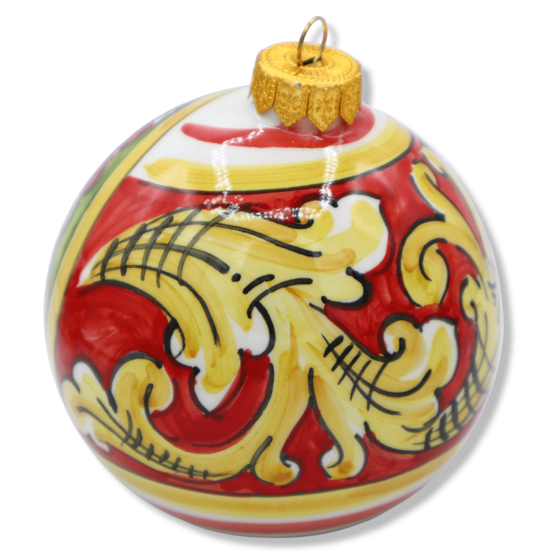 Caltagirone ceramic Christmas ball, Sicilian Paladini Series, selectable decoration, Ø 9 cm (1Pcs) Mod CH - 