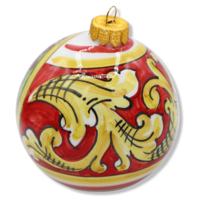 Caltagirone ceramic Christmas ball, Sicilian Paladini Series, selectable decoration, Ø 9 cm (1Pcs) Mod CH - 