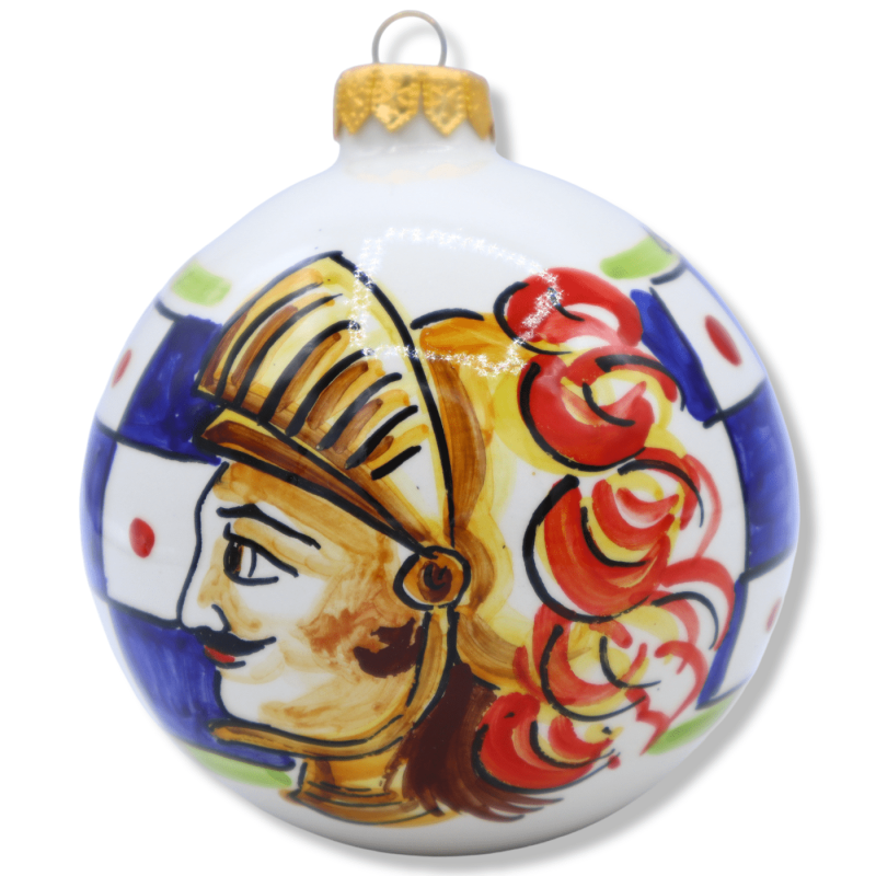 Keramisk julkula Caltagirone, som skildrar ansiktet av en spade, valbar dekoration, Ø 9 cm (1pz) Mod CH - 