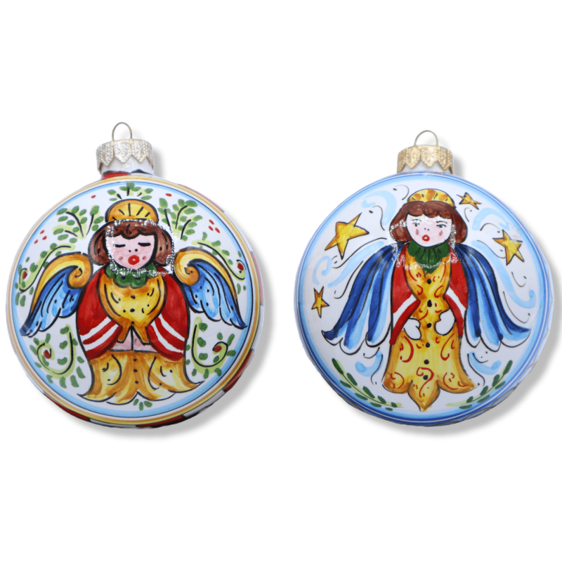 Bola de Natal em cerâmica Caltagirone, representando um anjo, decoração à escolha, Ø 9 cm (1Un) - 