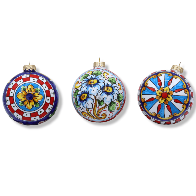 Bola navideña de cerámica Caltagirone, decoración seleccionable, Ø 9 cm aprox. (PC 1) - 