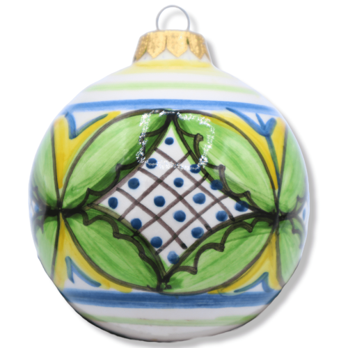 Bola de Natal de cerâmica Caltagirone, decoração rendada, Ø 8 cm (1Pçs) Mod NL - 