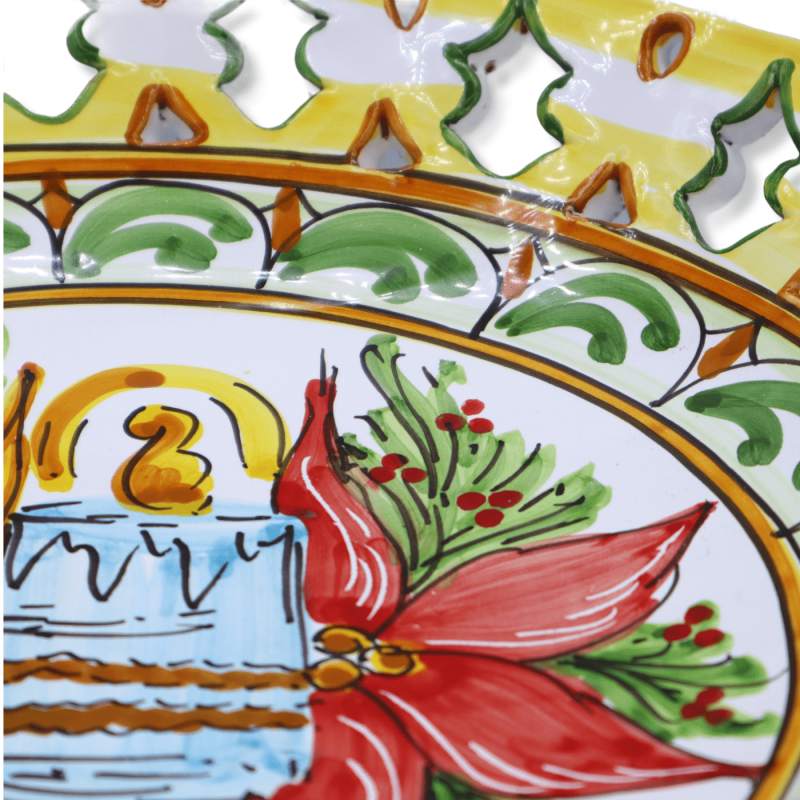 Suporte para bolos em cerâmica siciliana, decoração de Natal e século XVII, Ø 47 cm - h 18 cm aprox. formulário NL - 