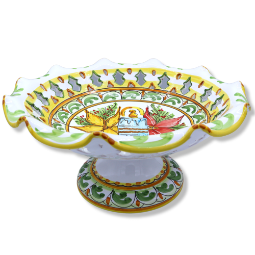 Suporte para bolos em cerâmica siciliana, decoração de Natal e século XVII, Ø 47 cm - h 18 cm aprox. formulário NL - 