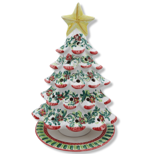 Bougeoir sapin de Noël ajouré H 37 cm Céramique sicilienne, disponible en 3 décorations (1 pièce) Mod NL -  2