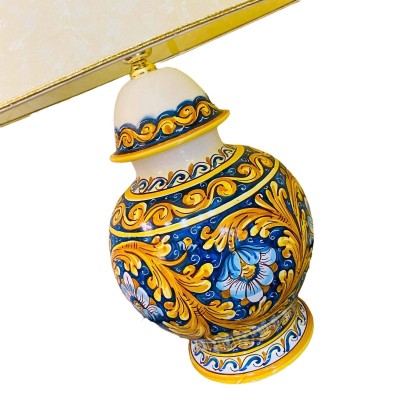 Keramiskt ljus av Caltagirone dekoration Barock bakgrund blå kobolthöjd 70 cm - 