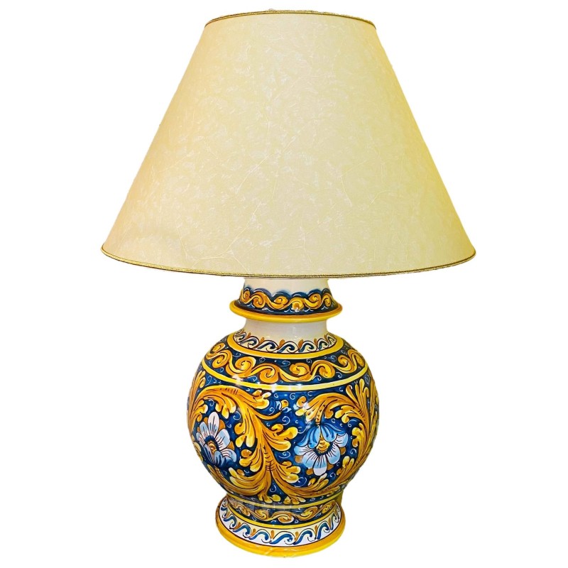 Keramiskt ljus av Caltagirone dekoration Barock bakgrund blå kobolthöjd 70 cm - 