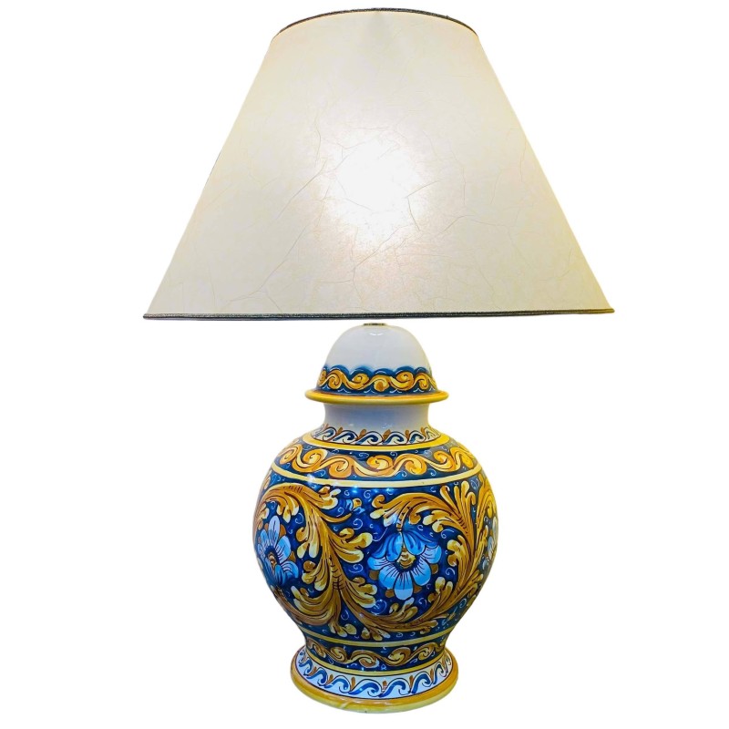 Keramiskt ljus av Caltagirone dekoration Barock bakgrund blå kobolthöjd 70 cm - 