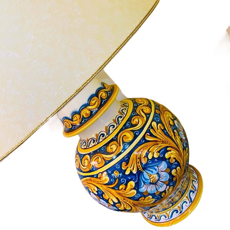 Keramiskt ljus av Caltagirone dekoration Barock bakgrund blå kobolthöjd 70 cm - 