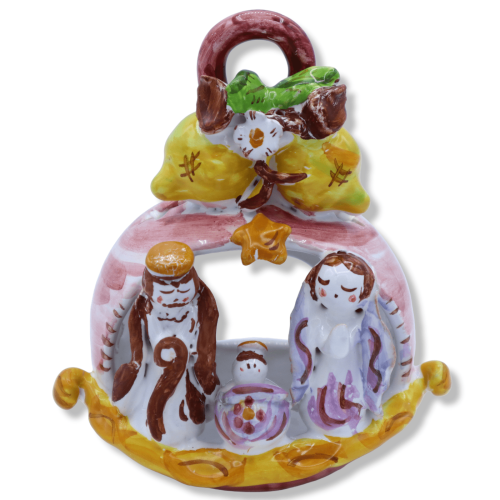 Porta-velas de cerâmica siciliana, presépio, decoração em limão, várias cores, aprox. 16 x 13 cm (1 unidade) -  2