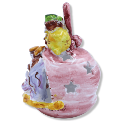 Porta-velas de cerâmica siciliana, presépio, decoração em limão, várias cores, aprox. 16 x 13 cm (1 unidade) - 