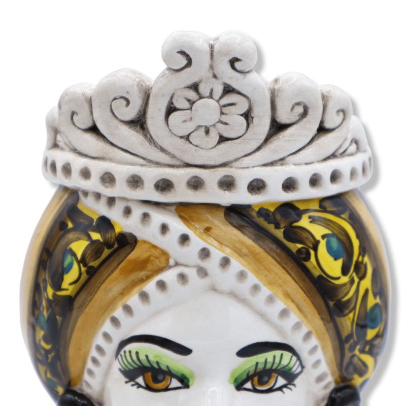 Ceramiczna czapka Caltagirone, z koroną i barokem na pomarańczowym tle, h 20 cm około (1pz) Mod RP - 