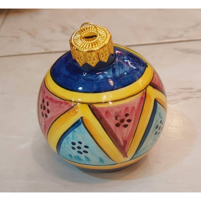 Boże Narodzenie kule Caltagirone z dekoracją głowy Moro i Trinacria – średnica około 8 cm - 