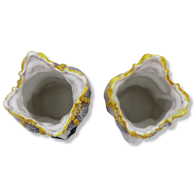 Pareja de cabezas moriscas en cerámica Caltagirone con corona y turbante, h 18 cm aprox. Modelo BR - 