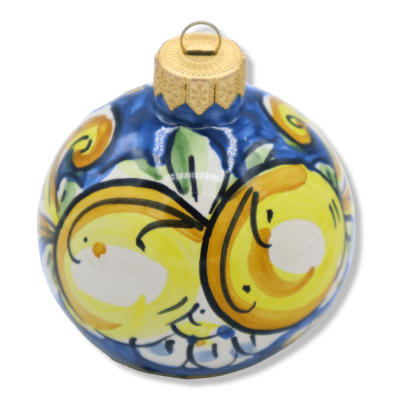 Bola de Natal com presépio de cerâmica Caltagirone, cor selecionável e decoração aleatória, altura 9 cm aprox. mod FL - 