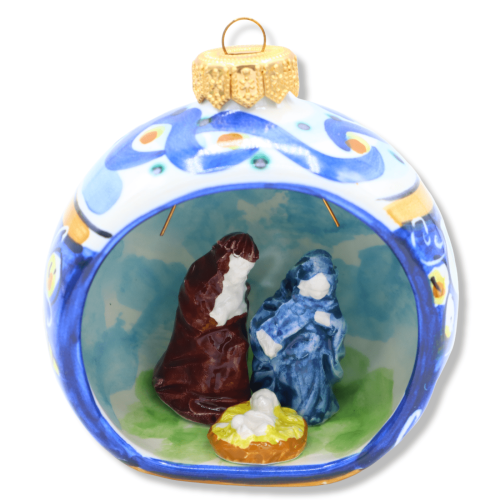 Kerstbal met Ceramic Crib of Caltagirone, Color selectabele versiering, h 10 cm approx. _ -  2