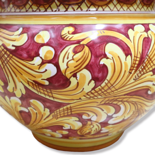 Cachepot Maceta para plantas en cerámica Caltagirone, decoración barroca sobre fondo burdeos, disponible en varios tamañ 2
