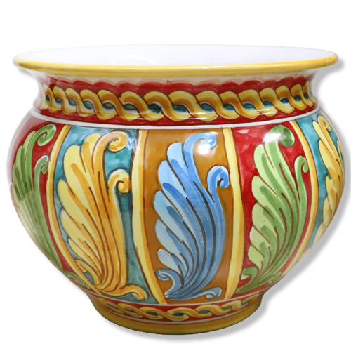 Cachepot Caltagirone Keramik-Pflanztopf, Barockdekoration mit mehrfarbigem Hintergrund, in 5 Größenvarianten (1 Stück) -