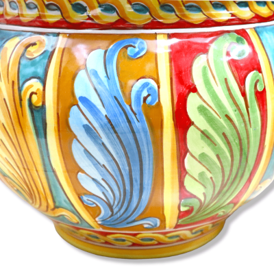 Cachepot Caltagirone Keramik-Pflanztopf, Barockdekoration mit mehrfarbigem Hintergrund, in 5 Größenvarianten (1 Stück) -