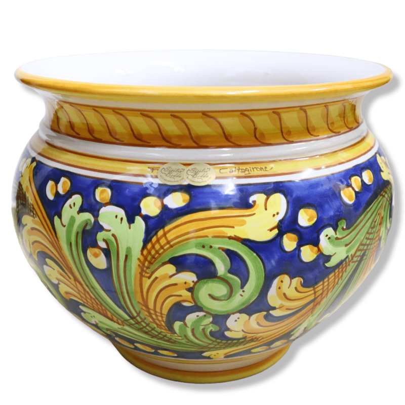 Macetero de cerámica Cachepot Caltagirone, decoración de fondo azul barroco, disponible en varios tamaños - Mod BR - 