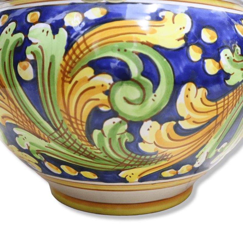 Cachepot Vaso dla ceramicznych roślin Caltagirone, dekor Barokowy tło niebieskie, dostępne w różnych wymiarach - Mod BR 