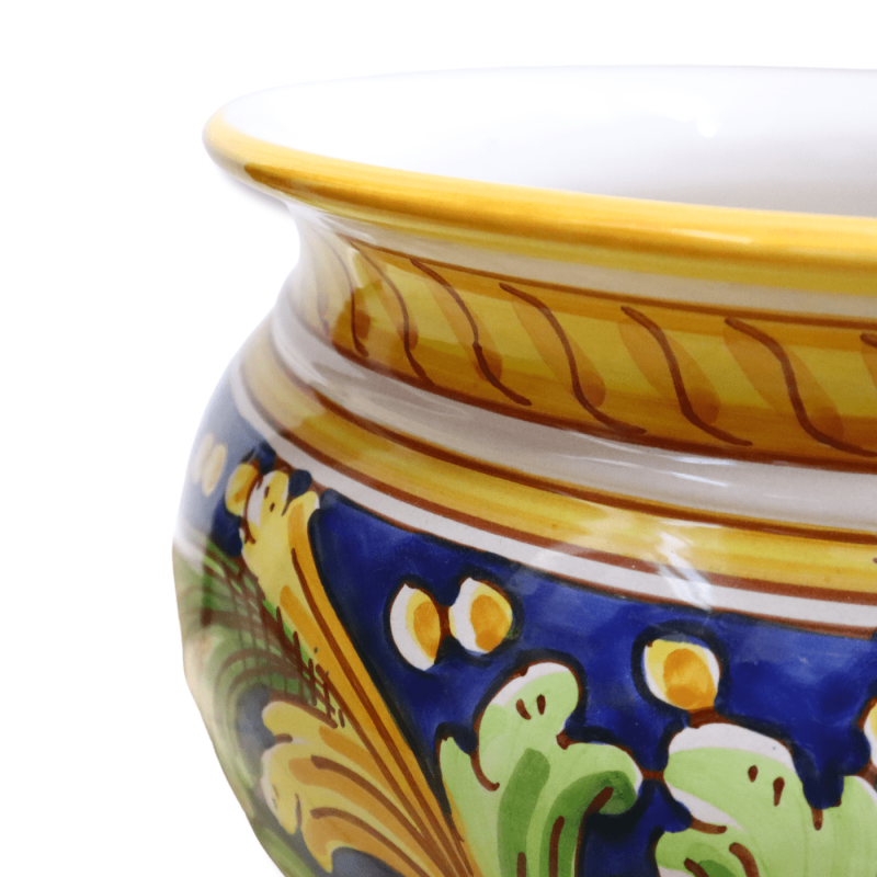 Cachepot Caltagirone Keramik-Pflanztopf, Barockdekor auf blauem Hintergrund, mit verschiedenen Größenoptionen (1 Stück) 