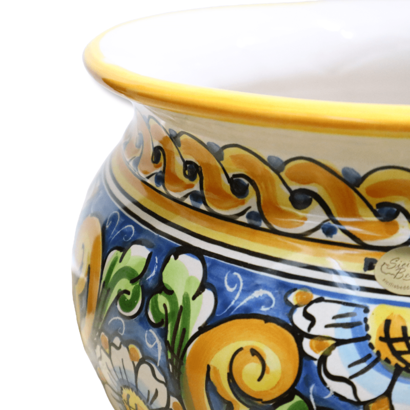 Cachepot Ceramic växt vas av Caltagirone, dekoration barock och blomma, tillgängliga i olika storlekar - Mod BR - 