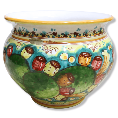 Cachepot Caltagirone Keramik-Pflanztopf, Feigenkaktus-Schaufel-Dekoration, mit verschiedenen Größenoptionen (1 Stück) - 