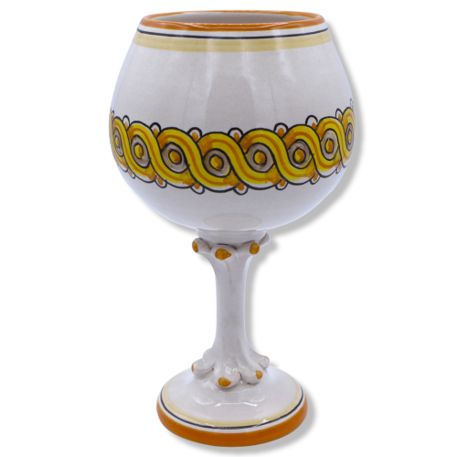 Calice en céramique de Caltagirone, décoré d'un motif baroque et d'une tresse, d'environ 20 cm de haut. Mod MN -  2