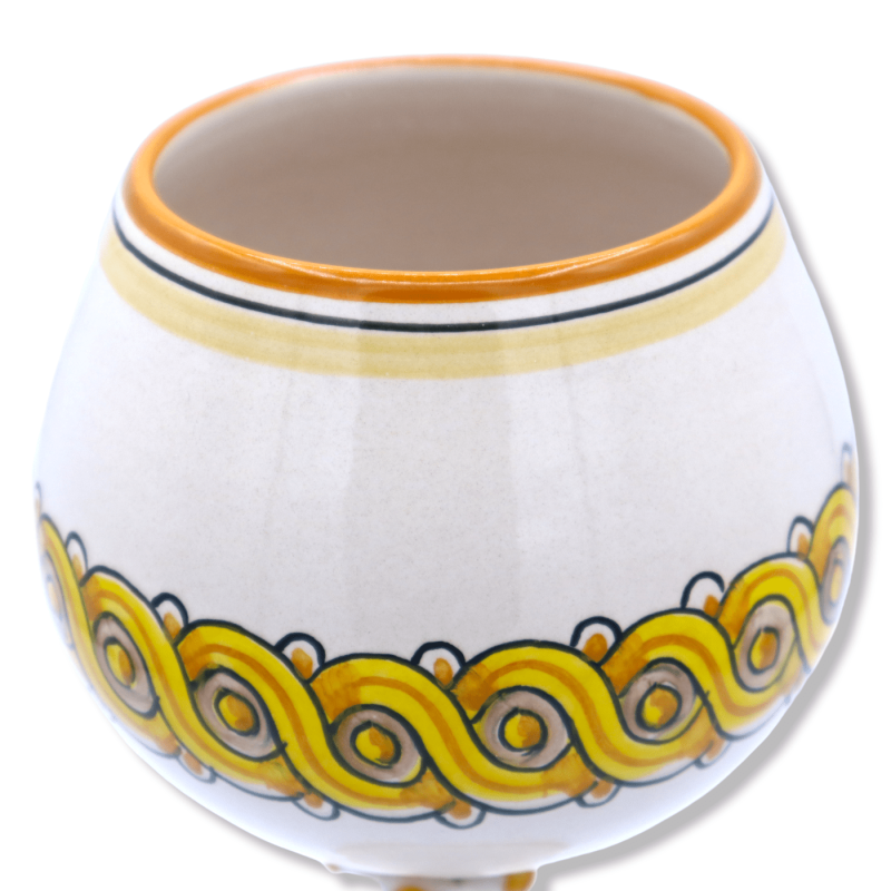 Ceramische kalyx van Caltagirone, gedecoreerd met baroque patroon en braid, 20 cm approx. M - 