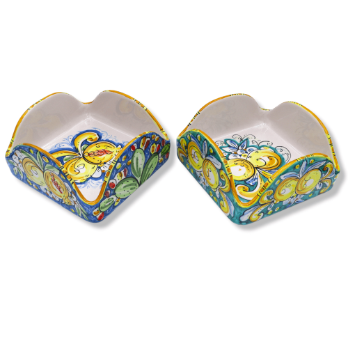 Łańcuchy kwadratowe w ceramice Caltagirone, dostępne w dwóch dekoracjach (1 pz) - 20x20x8 cm około. Mod FL - 