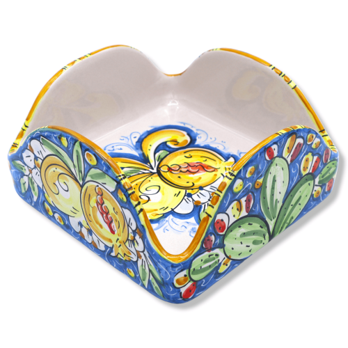 Łańcuchy kwadratowe w ceramice Caltagirone, dostępne w dwóch dekoracjach (1 pz) - 20x20x8 cm około. Mod FL -  2