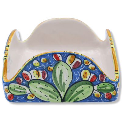 Porta guardanapo quadrado em cerâmica Caltagirone, disponível em duas decorações (1 unid.) - cerca de 20x20x8 cm. mod FL