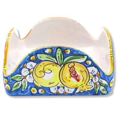 Porta guardanapo quadrado em cerâmica Caltagirone, disponível em duas decorações (1 unid.) - cerca de 20x20x8 cm. mod FL